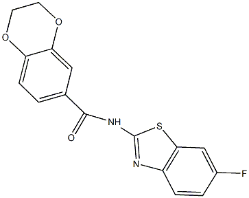 N-(6-fluoro-1,3-benzothiazol-2-yl)-2,3-dihydro-1,4-benzodioxine-6-carboxamide Struktur