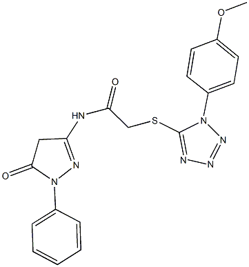 2-{[1-(4-methoxyphenyl)-1H-tetraazol-5-yl]sulfanyl}-N-(5-oxo-1-phenyl-4,5-dihydro-1H-pyrazol-3-yl)acetamide 化学構造式