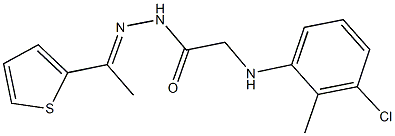 2-(3-chloro-2-methylanilino)-N'-[1-(2-thienyl)ethylidene]acetohydrazide 化学構造式