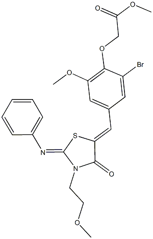 methyl (2-bromo-6-methoxy-4-{[3-(2-methoxyethyl)-4-oxo-2-(phenylimino)-1,3-thiazolidin-5-ylidene]methyl}phenoxy)acetate