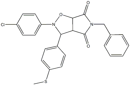 5-benzyl-2-(4-chlorophenyl)-3-[4-(methylsulfanyl)phenyl]dihydro-2H-pyrrolo[3,4-d]isoxazole-4,6(3H,5H)-dione Struktur