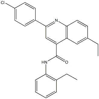 2-(4-chlorophenyl)-6-ethyl-N-(2-ethylphenyl)-4-quinolinecarboxamide,,结构式