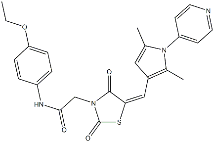 2-(5-{[2,5-dimethyl-1-(4-pyridinyl)-1H-pyrrol-3-yl]methylene}-2,4-dioxo-1,3-thiazolidin-3-yl)-N-(4-ethoxyphenyl)acetamide 化学構造式