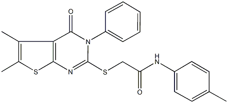 2-[(5,6-dimethyl-4-oxo-3-phenyl-3,4-dihydrothieno[2,3-d]pyrimidin-2-yl)sulfanyl]-N-(4-methylphenyl)acetamide