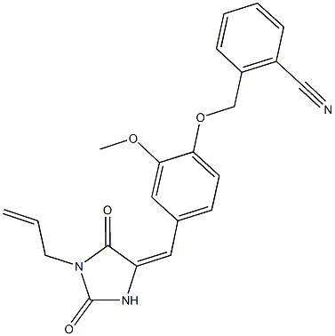 2-({4-[(1-allyl-2,5-dioxo-4-imidazolidinylidene)methyl]-2-methoxyphenoxy}methyl)benzonitrile Struktur