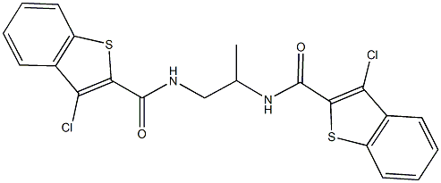 3-chloro-N-(2-{[(3-chloro-1-benzothien-2-yl)carbonyl]amino}-1-methylethyl)-1-benzothiophene-2-carboxamide,,结构式