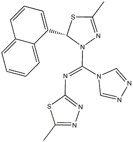 5-methyl-N-[(5-methyl-2-(1-naphthyl)-1,3,4-thiadiazol-3(2H)-yl)(4H-1,2,4-triazol-4-yl)methylene]-1,3,4-thiadiazol-2-amine 化学構造式