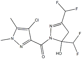 1-[(4-chloro-1,5-dimethyl-1H-pyrazol-3-yl)carbonyl]-3,5-bis(difluoromethyl)-4,5-dihydro-1H-pyrazol-5-ol,,结构式
