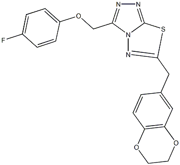 [6-(2,3-dihydro-1,4-benzodioxin-6-ylmethyl)[1,2,4]triazolo[3,4-b][1,3,4]thiadiazol-3-yl]methyl 4-fluorophenyl ether 结构式