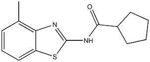 N-(4-methyl-1,3-benzothiazol-2-yl)cyclopentanecarboxamide,,结构式