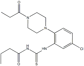 N-butyryl-N'-[5-chloro-2-(4-propionyl-1-piperazinyl)phenyl]thiourea Structure