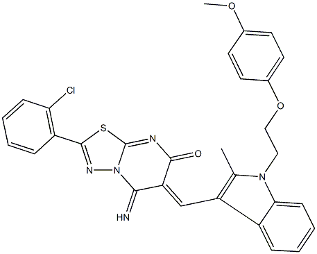  2-(2-chlorophenyl)-5-imino-6-({1-[2-(4-methoxyphenoxy)ethyl]-2-methyl-1H-indol-3-yl}methylene)-5,6-dihydro-7H-[1,3,4]thiadiazolo[3,2-a]pyrimidin-7-one