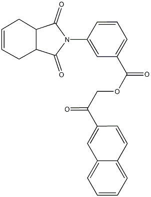 2-(2-naphthyl)-2-oxoethyl 3-(1,3-dioxo-1,3,3a,4,7,7a-hexahydro-2H-isoindol-2-yl)benzoate Struktur