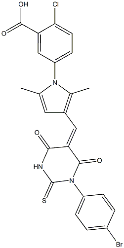 5-{3-[(1-(4-bromophenyl)-4,6-dioxo-2-thioxotetrahydro-5(2H)-pyrimidinylidene)methyl]-2,5-dimethyl-1H-pyrrol-1-yl}-2-chlorobenzoic acid