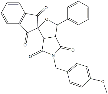 5-(4-methoxybenzyl)-1-phenyl-3a,6a-dihydrosprio[1H-furo[3,4-c]pyrrole-3,2'-(1'H)-indene]-1',3',4,6(2'H,3H,5H)-tetrone Structure