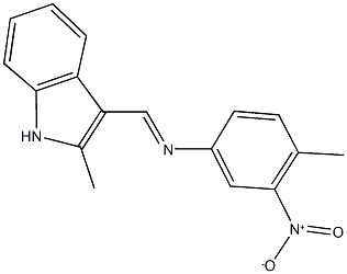 3-[({3-nitro-4-methylphenyl}imino)methyl]-2-methyl-1H-indole,,结构式