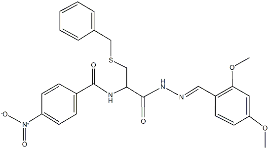 N-{1-[(benzylsulfanyl)methyl]-2-[2-(2,4-dimethoxybenzylidene)hydrazino]-2-oxoethyl}-4-nitrobenzamide Struktur