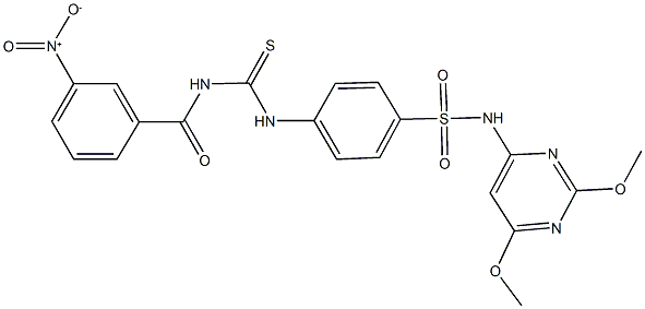 N-(2,6-dimethoxy-4-pyrimidinyl)-4-{[({3-nitrobenzoyl}amino)carbothioyl]amino}benzenesulfonamide,,结构式