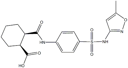 2-[(4-{[(5-methylisoxazol-3-yl)amino]sulfonyl}anilino)carbonyl]cyclohexanecarboxylic acid 化学構造式