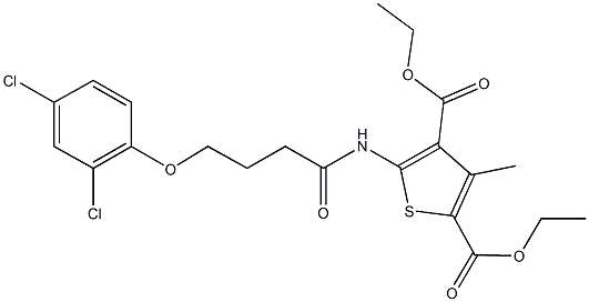 diethyl 5-{[4-(2,4-dichlorophenoxy)butanoyl]amino}-3-methyl-2,4-thiophenedicarboxylate Structure