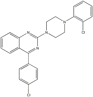4-(4-chlorophenyl)-2-[4-(2-chlorophenyl)-1-piperazinyl]quinazoline,,结构式