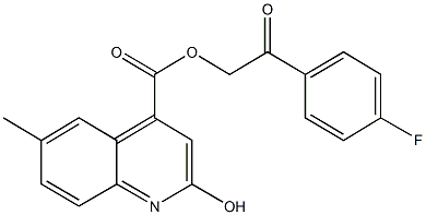 2-(4-fluorophenyl)-2-oxoethyl 2-hydroxy-6-methyl-4-quinolinecarboxylate 化学構造式