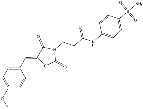 N-[4-(aminosulfonyl)phenyl]-3-[5-(4-methoxybenzylidene)-4-oxo-2-thioxo-1,3-thiazolidin-3-yl]propanamide Structure