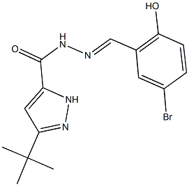 N'-(5-bromo-2-hydroxybenzylidene)-3-tert-butyl-1H-pyrazole-5-carbohydrazide 化学構造式