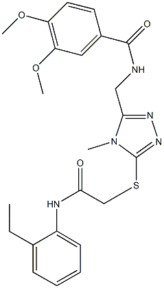 N-[(5-{[2-(2-ethylanilino)-2-oxoethyl]sulfanyl}-4-methyl-4H-1,2,4-triazol-3-yl)methyl]-3,4-dimethoxybenzamide,,结构式