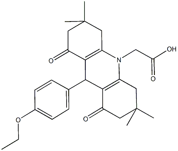 (9-(4-ethoxyphenyl)-3,3,6,6-tetramethyl-1,8-dioxo-2,3,4,5,6,7,8,9-octahydro-10(1H)-acridinyl)acetic acid Structure