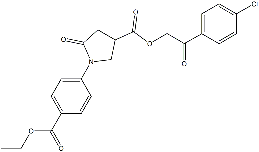 2-(4-chlorophenyl)-2-oxoethyl 1-[4-(ethoxycarbonyl)phenyl]-5-oxo-3-pyrrolidinecarboxylate 结构式