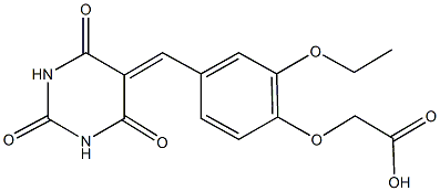 {2-ethoxy-4-[(2,4,6-trioxotetrahydro-5(2H)-pyrimidinylidene)methyl]phenoxy}acetic acid Struktur