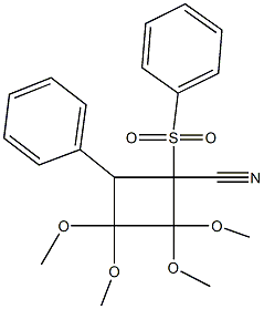 2,2,3,3-tetramethoxy-4-phenyl-1-(phenylsulfonyl)cyclobutanecarbonitrile,,结构式