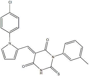 5-{[1-(4-chlorophenyl)-1H-pyrrol-2-yl]methylene}-1-(3-methylphenyl)-2-thioxodihydro-4,6(1H,5H)-pyrimidinedione,,结构式
