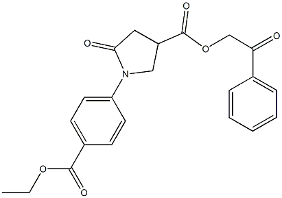 2-oxo-2-phenylethyl 1-[4-(ethoxycarbonyl)phenyl]-5-oxo-3-pyrrolidinecarboxylate Structure