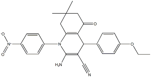 2-amino-4-(4-ethoxyphenyl)-1-{4-nitrophenyl}-7,7-dimethyl-5-oxo-1,4,5,6,7,8-hexahydro-3-quinolinecarbonitrile Structure