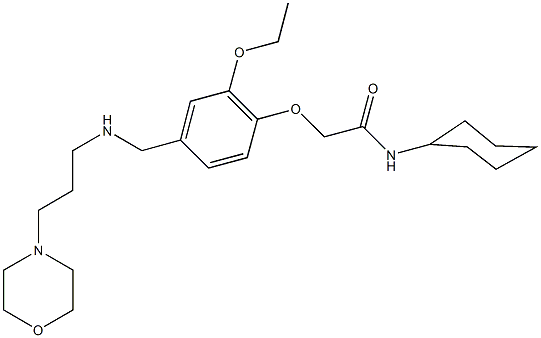 N-cyclohexyl-2-[2-ethoxy-4-({[3-(4-morpholinyl)propyl]amino}methyl)phenoxy]acetamide,,结构式