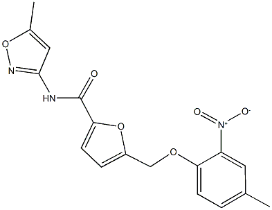 5-({2-nitro-4-methylphenoxy}methyl)-N-(5-methyl-3-isoxazolyl)-2-furamide Structure