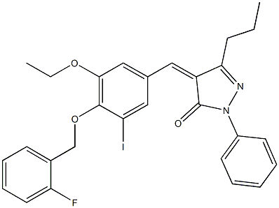 4-{3-ethoxy-4-[(2-fluorobenzyl)oxy]-5-iodobenzylidene}-2-phenyl-5-propyl-2,4-dihydro-3H-pyrazol-3-one|