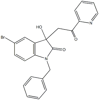  1-benzyl-5-bromo-3-hydroxy-3-[2-oxo-2-(2-pyridinyl)ethyl]-1,3-dihydro-2H-indol-2-one