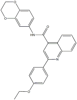 N-(2,3-dihydro-1,4-benzodioxin-6-yl)-2-(4-ethoxyphenyl)-4-quinolinecarboxamide 化学構造式