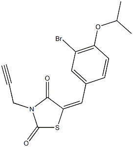 5-(3-bromo-4-isopropoxybenzylidene)-3-(2-propynyl)-1,3-thiazolidine-2,4-dione,,结构式