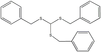 ({[bis(benzylsulfanyl)methyl]sulfanyl}methyl)benzene,,结构式