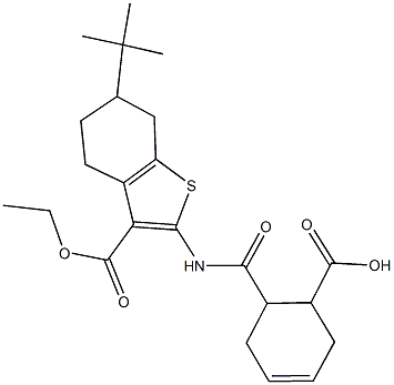 6-({[6-tert-butyl-3-(ethoxycarbonyl)-4,5,6,7-tetrahydro-1-benzothien-2-yl]amino}carbonyl)-3-cyclohexene-1-carboxylic acid,,结构式