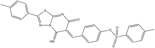 4-[(5-imino-2-(4-methylphenyl)-7-oxo-5H-[1,3,4]thiadiazolo[3,2-a]pyrimidin-6(7H)-ylidene)methyl]phenyl 4-methylbenzenesulfonate,,结构式