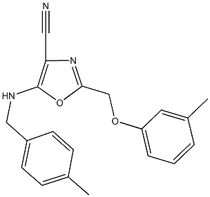 5-[(4-methylbenzyl)amino]-2-[(3-methylphenoxy)methyl]-1,3-oxazole-4-carbonitrile 结构式