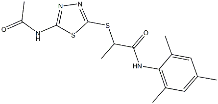 2-{[5-(acetylamino)-1,3,4-thiadiazol-2-yl]sulfanyl}-N-mesitylpropanamide Struktur