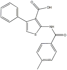 2-[(4-methylbenzoyl)amino]-4-phenyl-3-thiophenecarboxylic acid Struktur