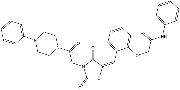 2-[2-({2,4-dioxo-3-[2-oxo-2-(4-phenyl-1-piperazinyl)ethyl]-1,3-thiazolidin-5-ylidene}methyl)phenoxy]-N-phenylacetamide|