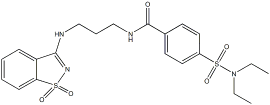 4-[(diethylamino)sulfonyl]-N-{3-[(1,1-dioxido-1,2-benzisothiazol-3-yl)amino]propyl}benzamide Struktur
